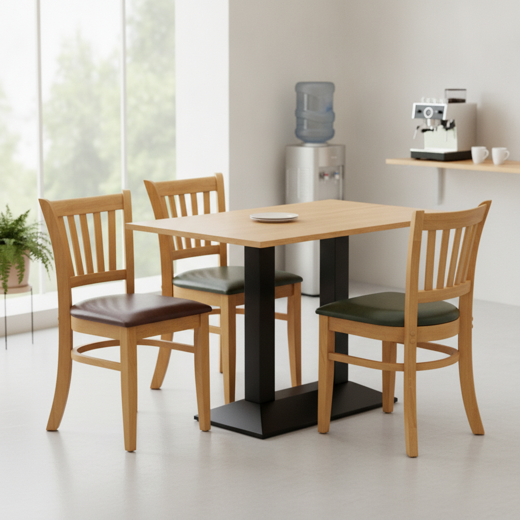 Rubber Wood Dining Table with 4 Chairs 750mm for Home & Office
