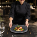 Black Square Plates 215mm Charcoal Porcelain for Elegant Dining (Pack of 12)