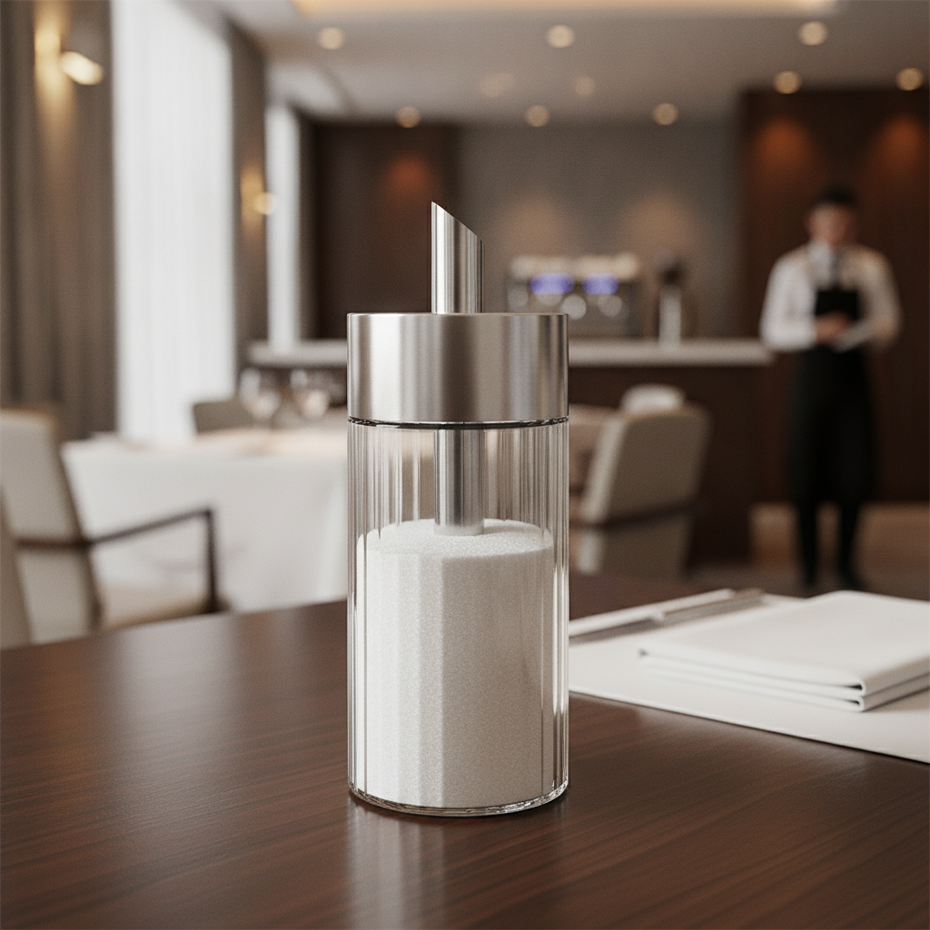 Glass and Stainless Steel Sugar Dispenser 200ml for Restaurants & Catering