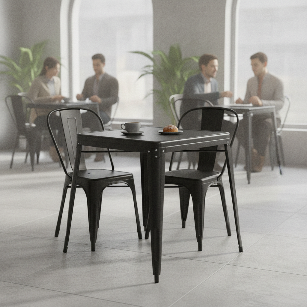 Galvanised Steel Square Bistro Table 668mm for Cafés & Pubs