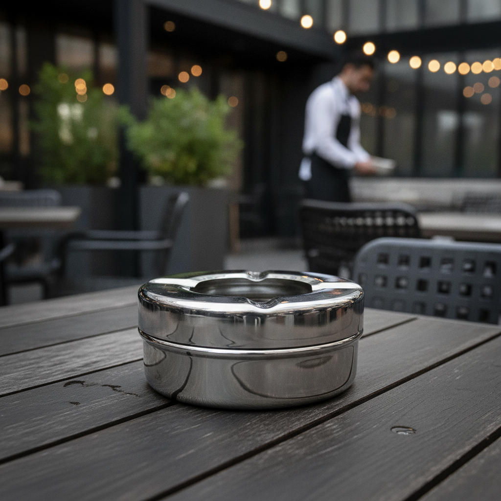 Stainless Steel Windproof Ashtray 89mm for Outdoor Use