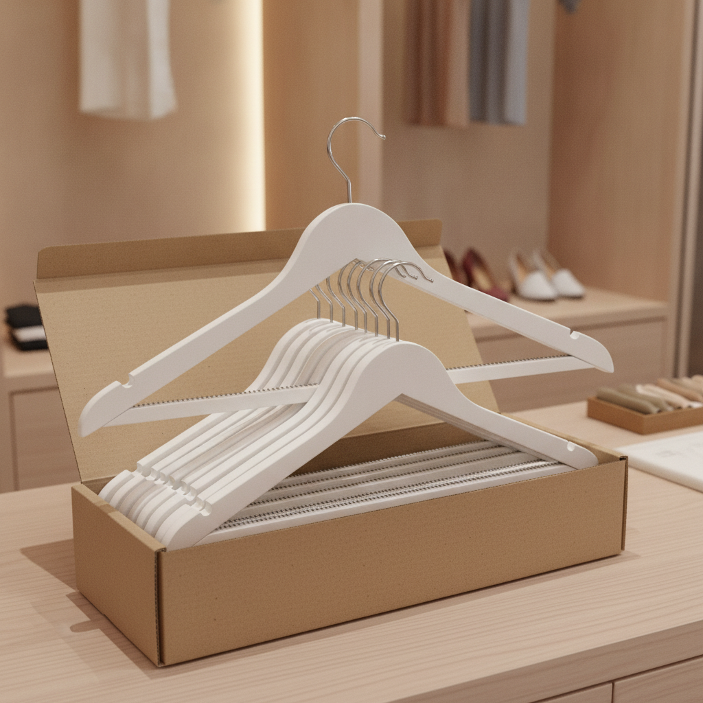 Betula Wood White Wooden Hangers for Hotels & B&Bs (Pack of 10)