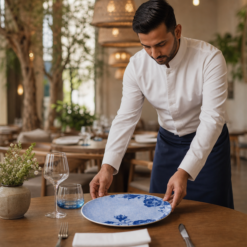 Coupe Plates 280mm Blue Porcelain for Elegant Dining (Pack of 6)