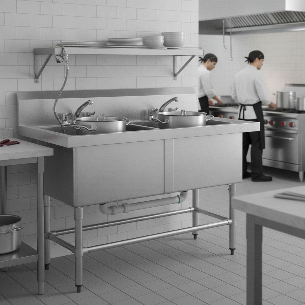 Stainless Steel Double Pot Sink 200L for Restaurant Kitchens