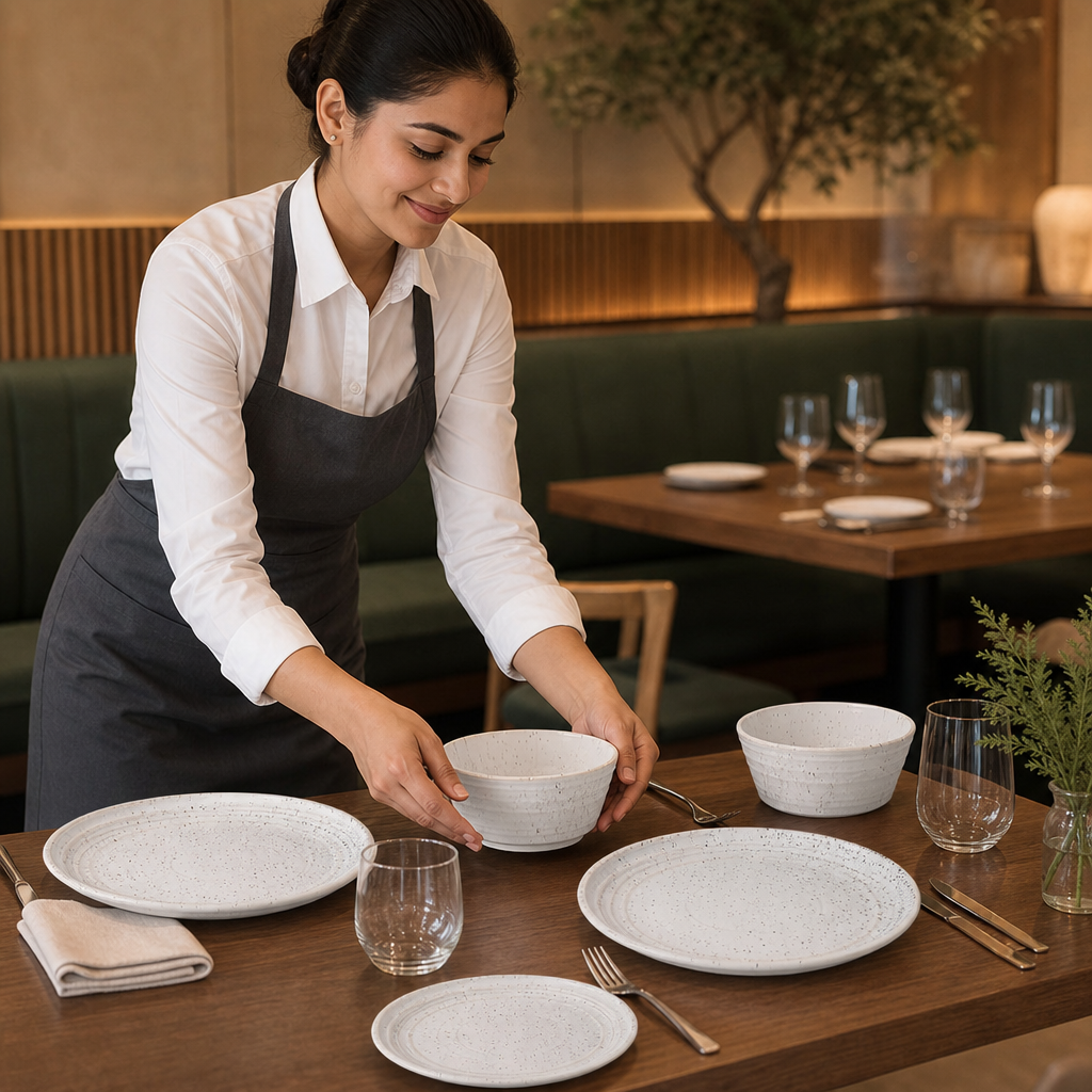 Porcelain White Speckle Dinner Set 18-Piece for Home Dining