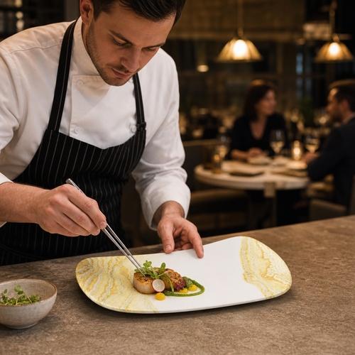 Chef's Geo Plates x 280 153mm Vitrified Ceramic for Modern Hospitality (Pack of 12)