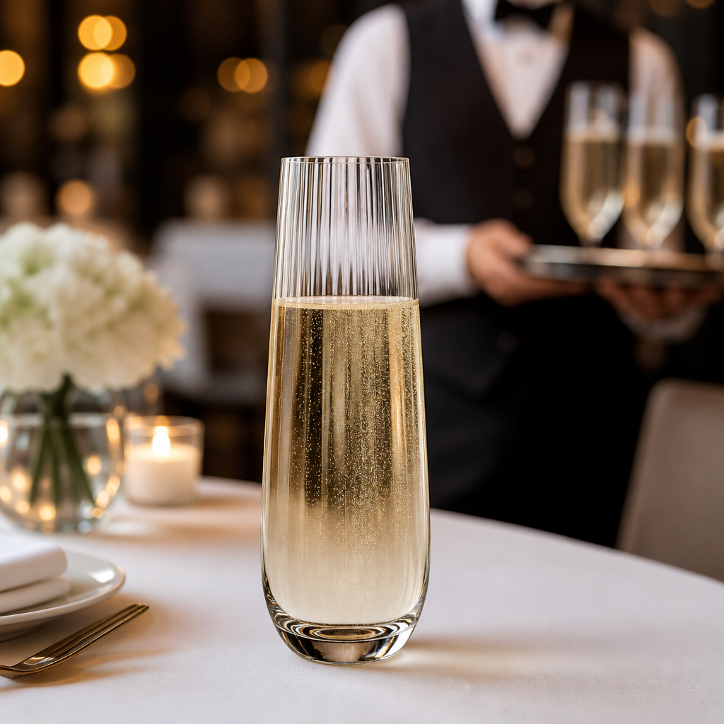 Glass Champagne Glasses 300ml for Celebrations (Pack of 6)