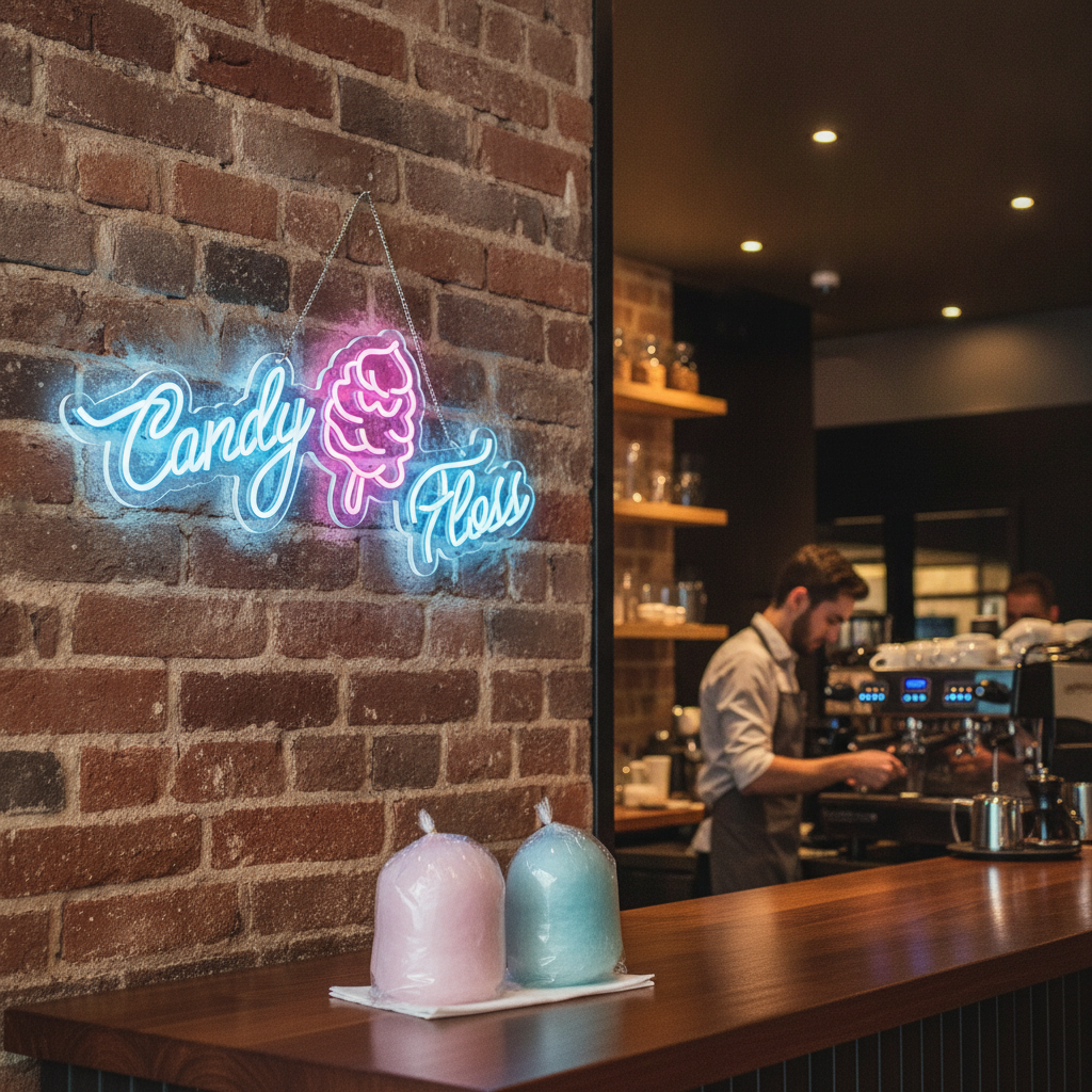 LED Candy Floss Neon Style Light-up Sign for Events & Parties