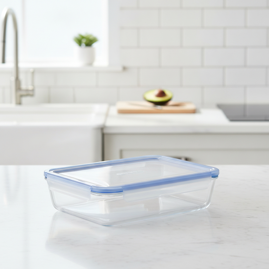 Tempered Glass Food Storage Container 2.7L for Home Kitchens