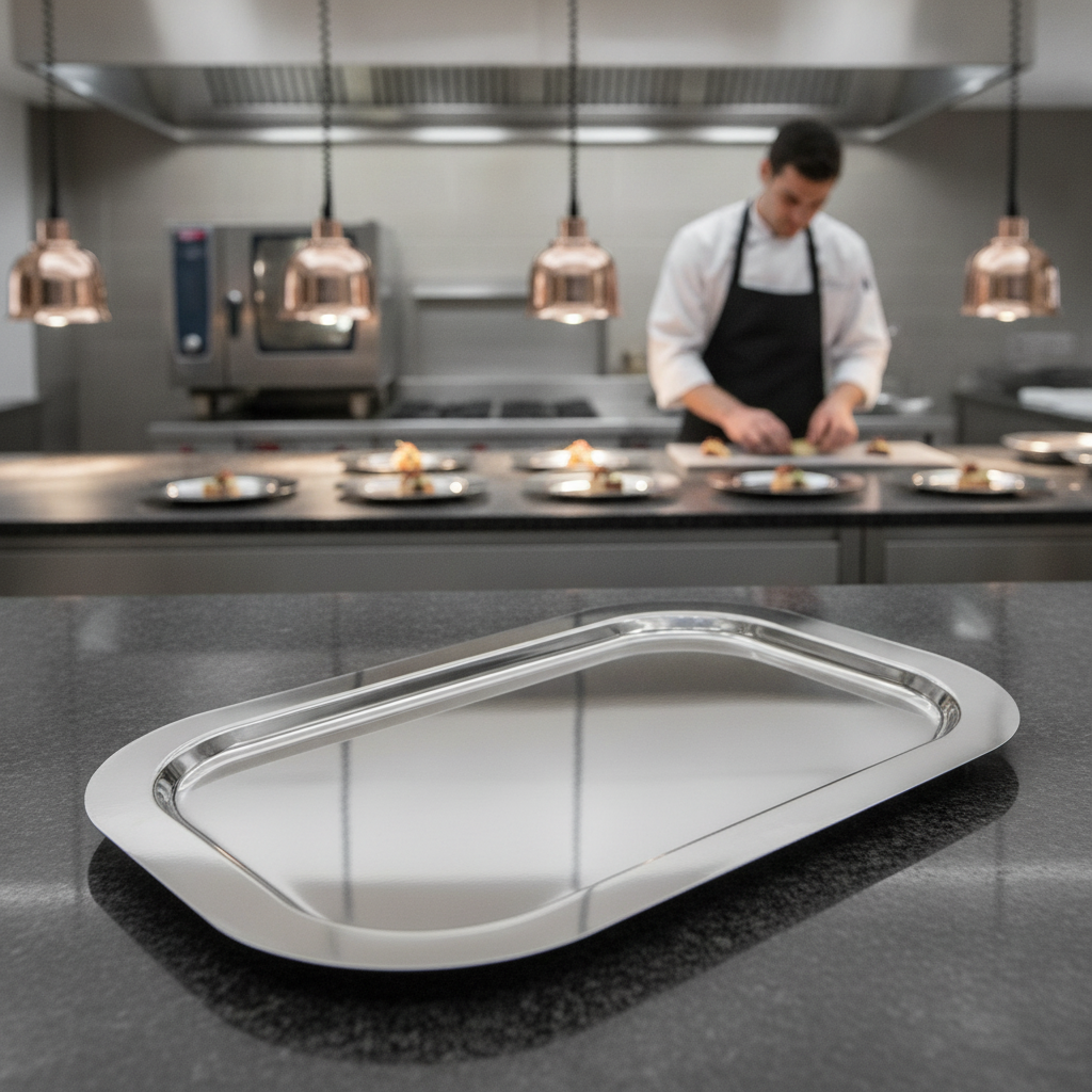 Stainless Steel Rectangular Tray 580x420mm for Elegant Serving