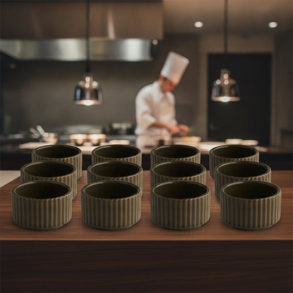 Porcelain Brown Bowls 60mm for Buffet Displays (Pack of 12)