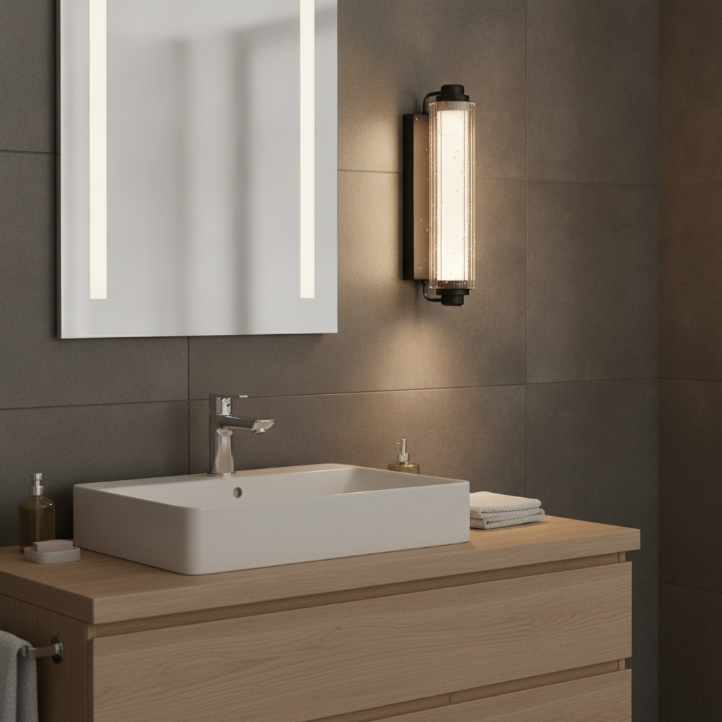 Plastic Double Indoor Wall Light Black for Bathroom Use