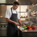 Polycotton Black Butcher's Stripe Bib Apron for Professional Kitchens