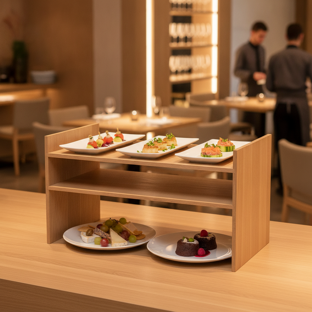 Oiled Oak Buffet Stand 320mm for Tiered Food Presentation