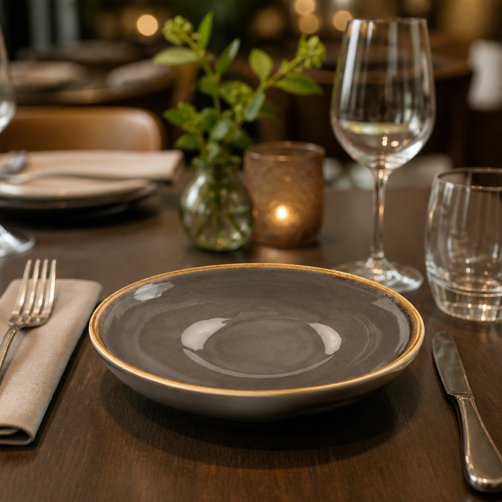 Porcelain Smoke Grey Bowls 165mm for Charming Table Settings