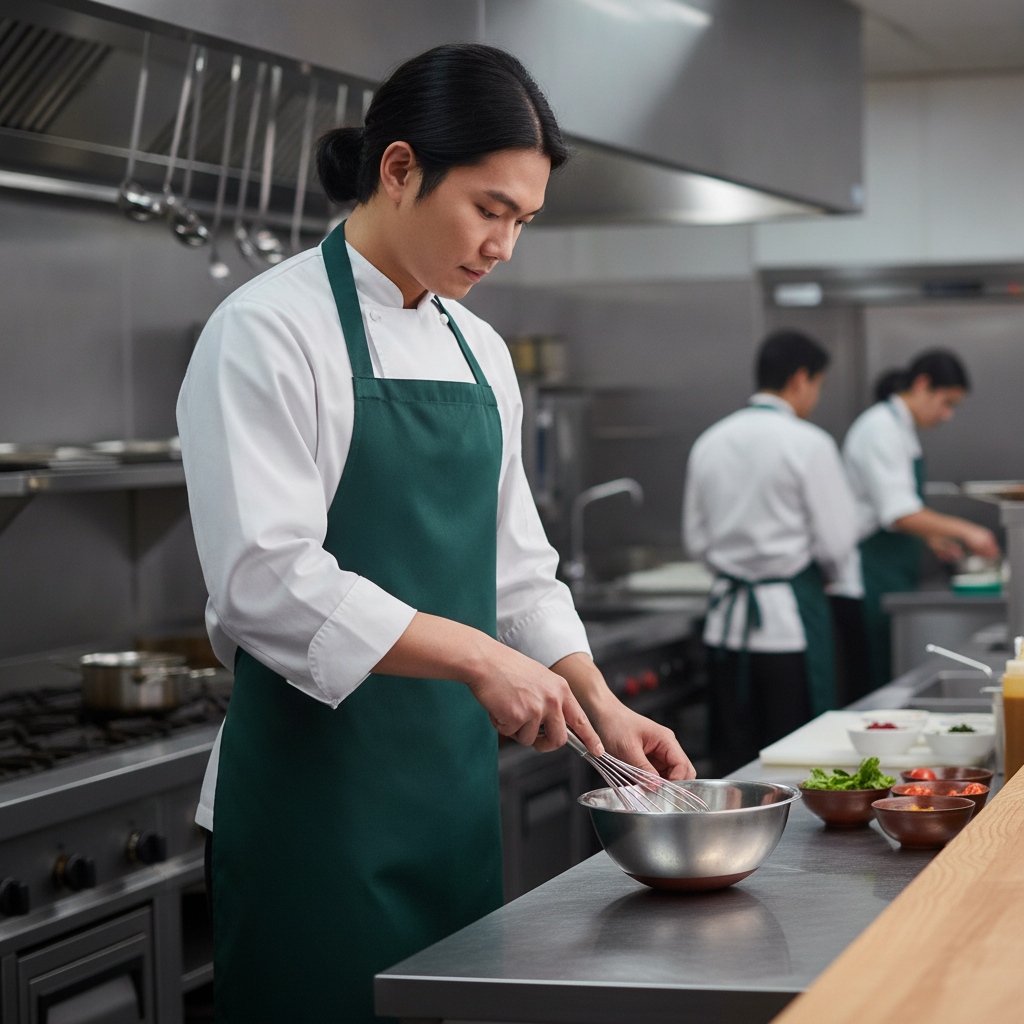 Polycotton Bottle Green Bib Apron for Professional Use