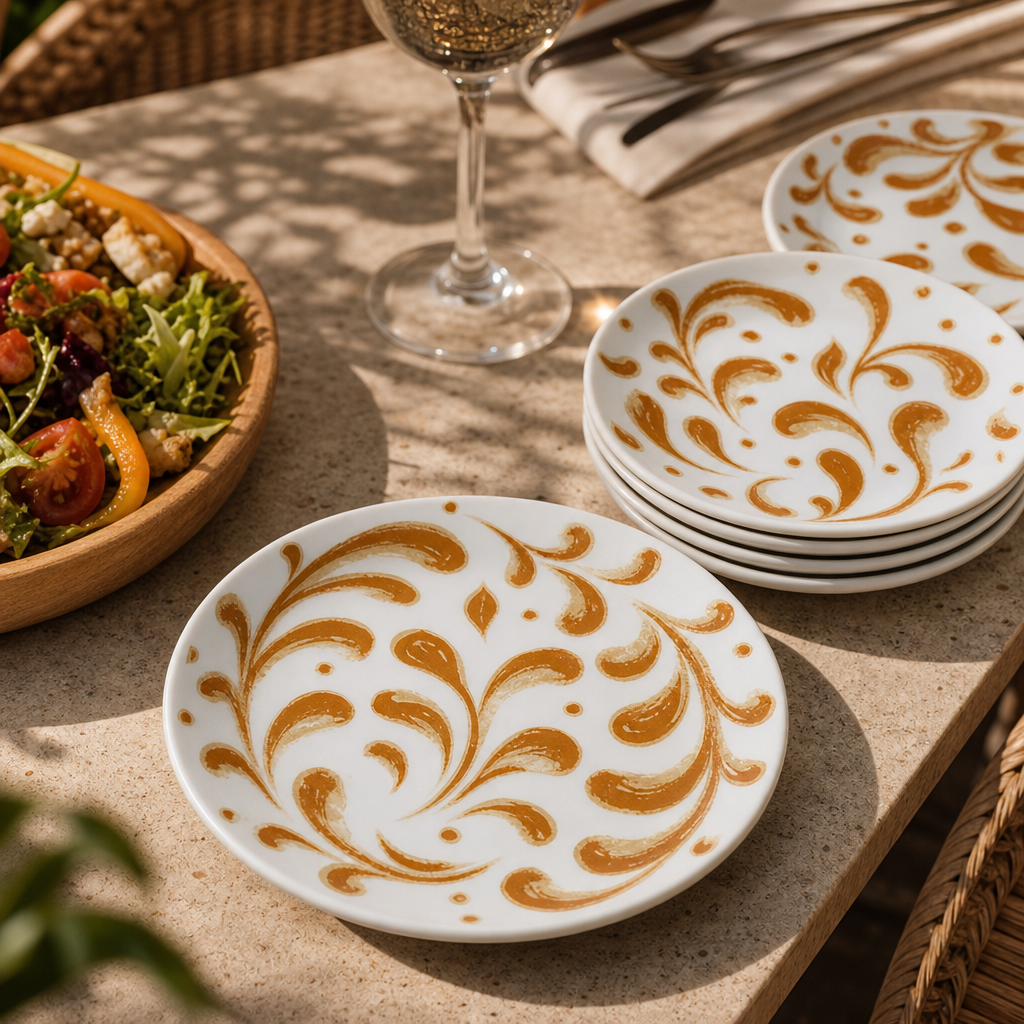 Coupe Plates 152.5mm Amber Vitrified Ceramic for Outdoor Dining (Pack of 12)