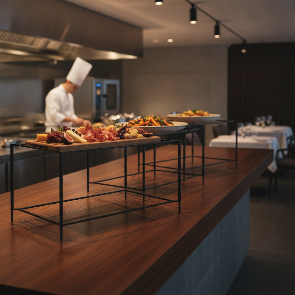 Wood Buffet Stand Black 285x370mm for Versatile Food Presentation