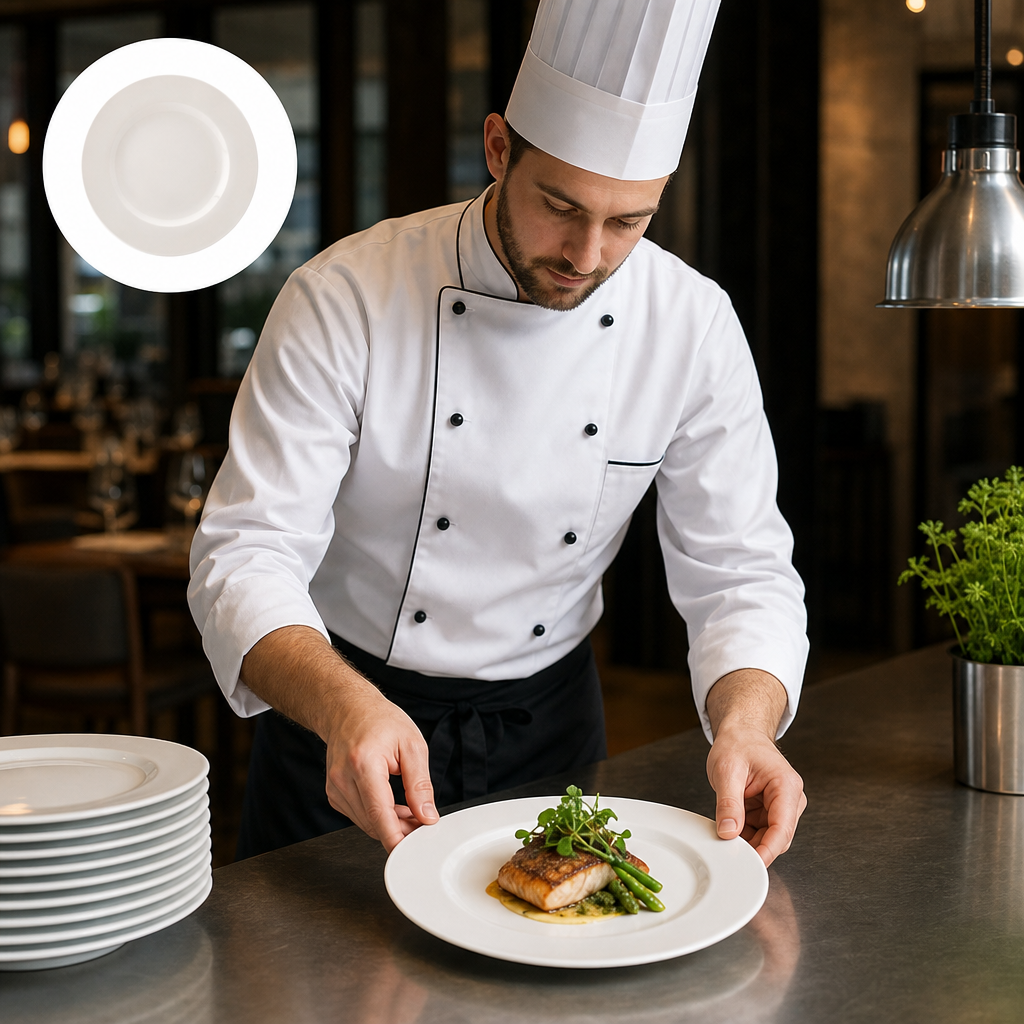 Wide Rim Plates 270mm Porcelain for Catering Venues (Pack of 18)