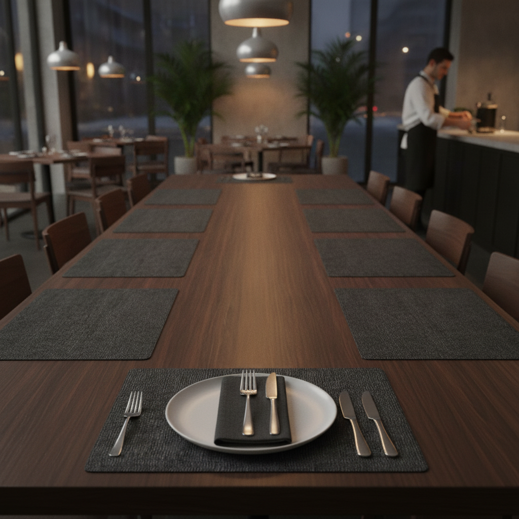 High-Grade Silicone Placemat Black 305x400mm for Dining (Pack of 12)