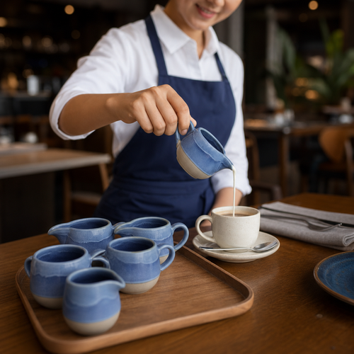 Blue Jugs 118ml in Super Vitrified Ceramic for Serving Beverages (Pack of 6)