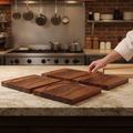 Wood Natural Hardwood Square Presentation Boards 300mm for Catering (Pack of 4)