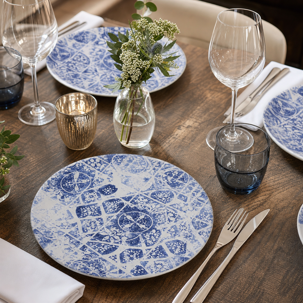 Coupe Plates 185mm Blue Ceramic for Dining Experiences (Pack of 12)