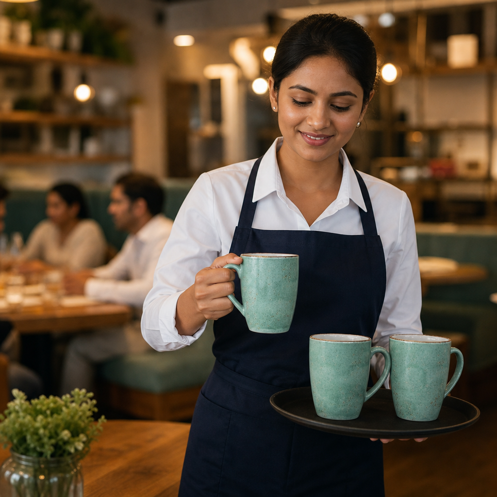 Alumina Mugs 340ml Aqua Vitrified Ceramic for Casual Dining (Pack of 12)