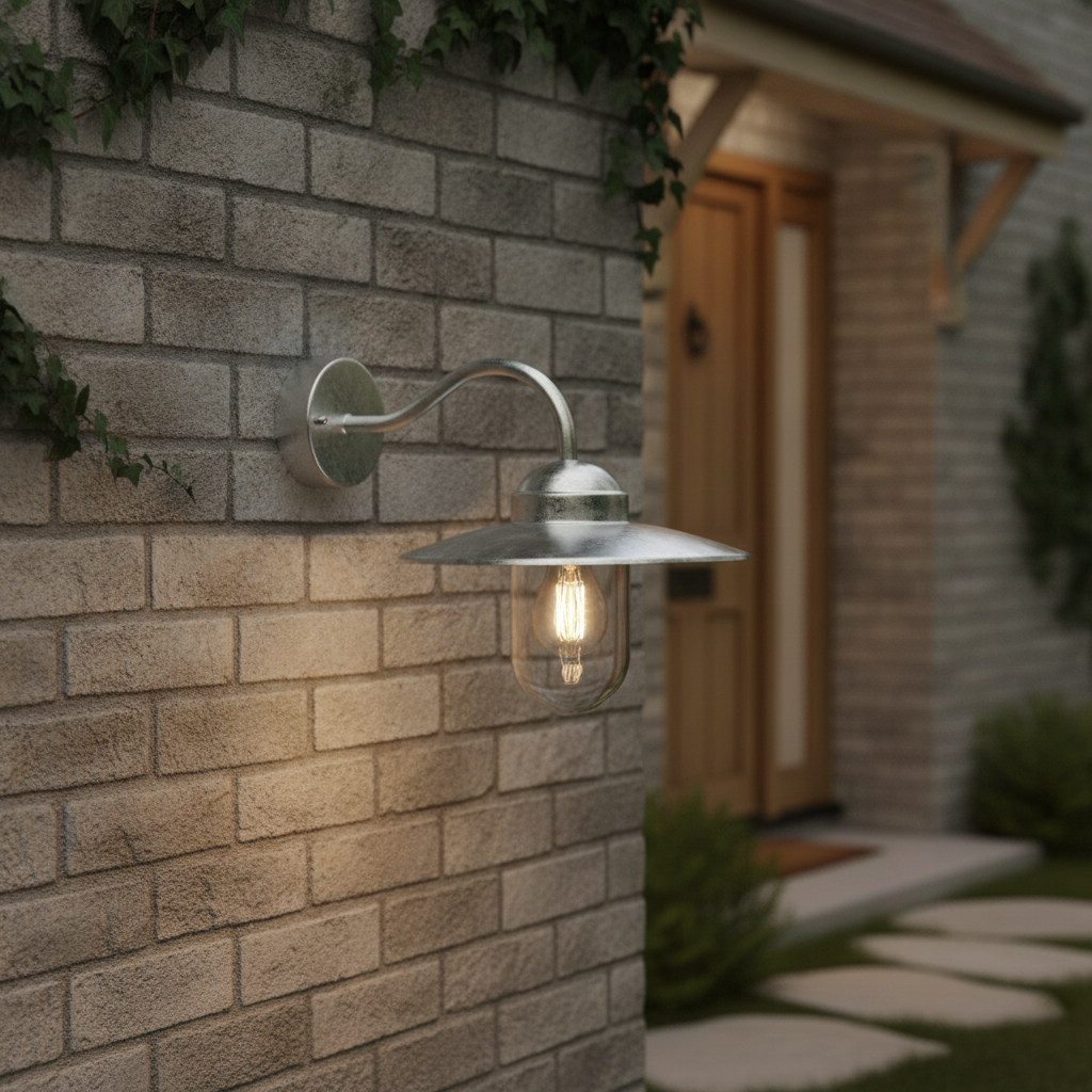 Galvanised Steel Outdoor Wall Light for Patios & Entrances