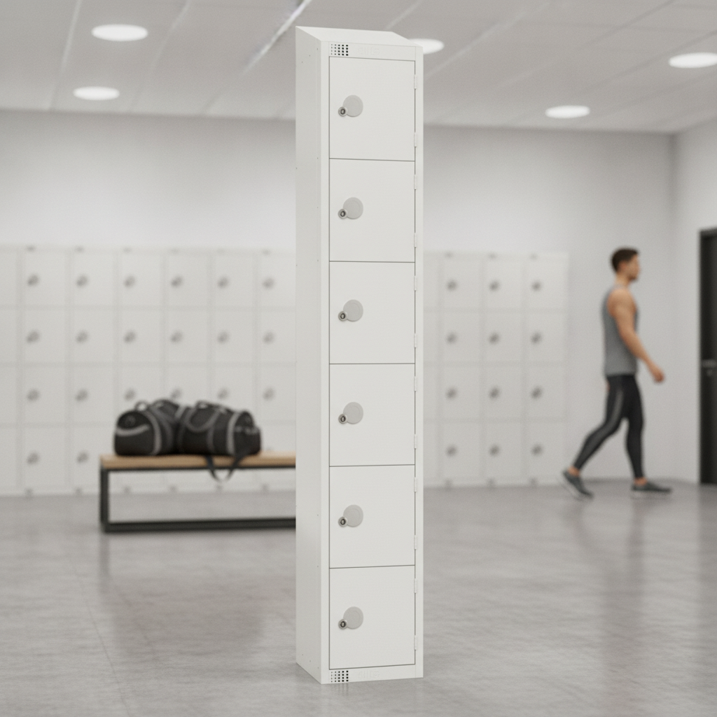 Powder Coated Steel Six Door Lockers 300mm Deep for Personal Storage