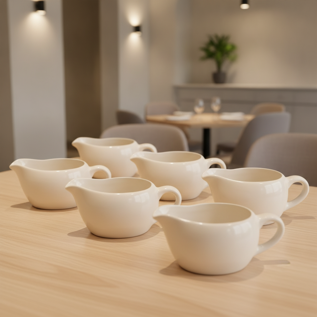 Stoneware Ivory Sauce Boat 160ml for Cafés & Restaurants (Pack of 6)