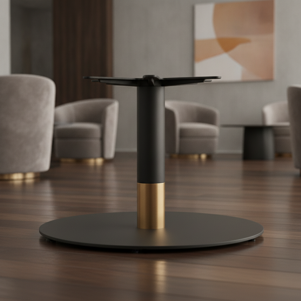 Steel Round Coffee Table Base with Gold Collar 600mm for Indoor Use
