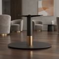 Steel Round Coffee Table Base with Gold Collar 600mm for Indoor Use