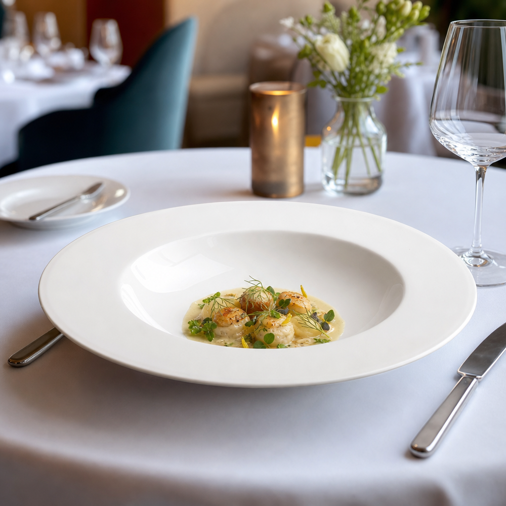 Royal Wide Rimmed Bowl 320mm Bone China for Fine Dining - Single