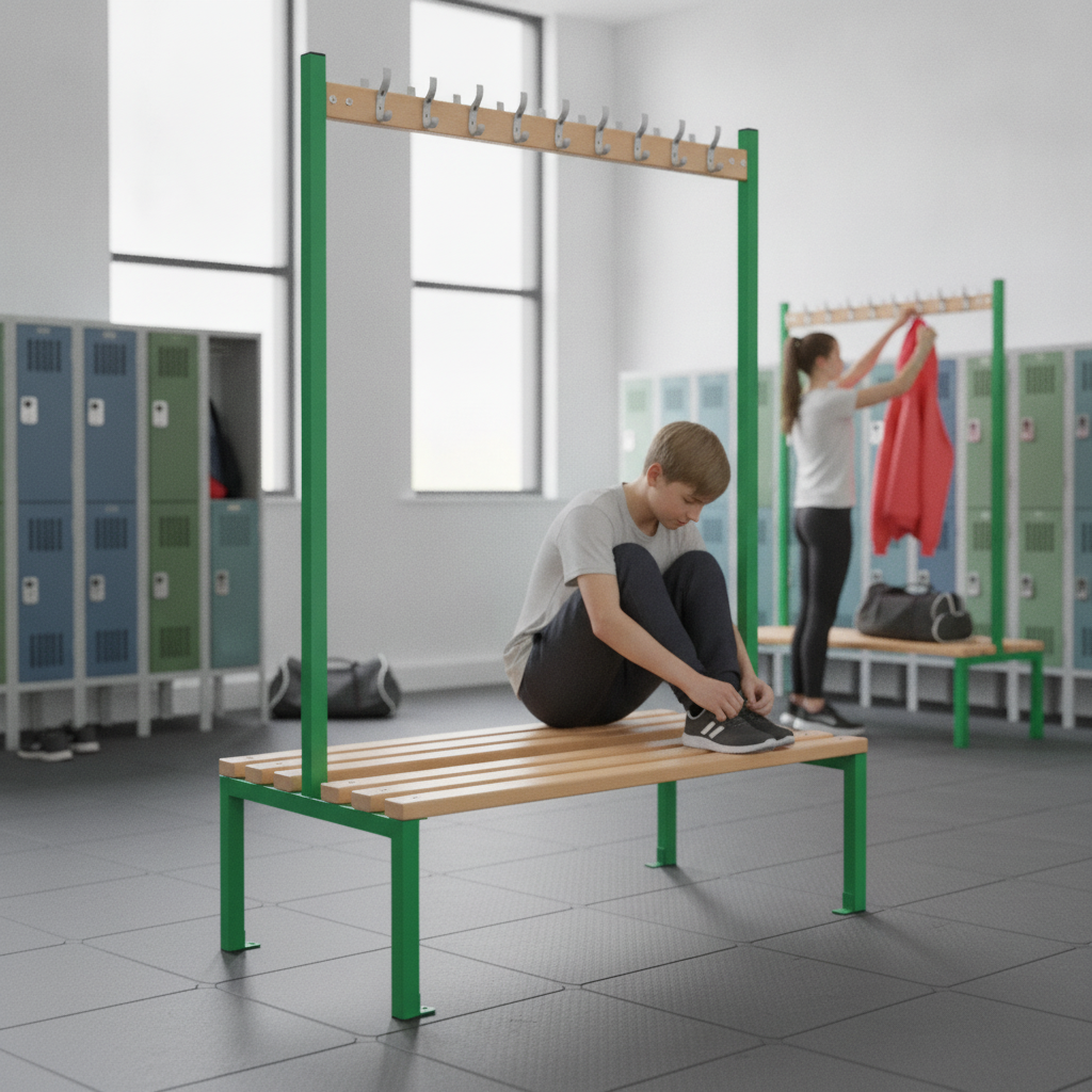 Powder Coated Steel Double-sided Island Seating for Schools & Gyms