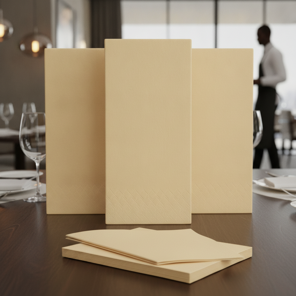 Paper Cream Dinner Napkins 40x40cm for Dining Service (Pack of 1000)