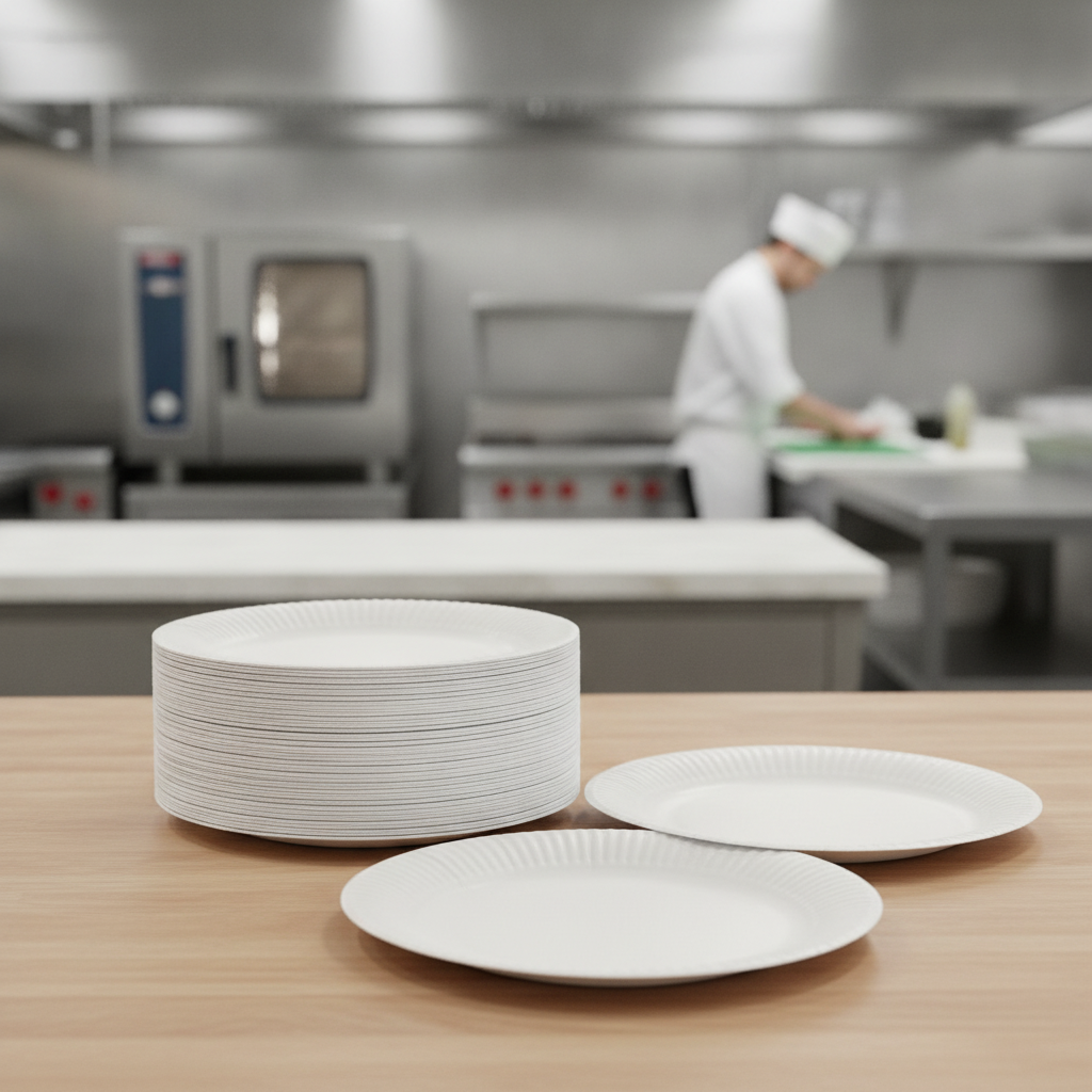 White Disposable Paper Plates 229mm for Outdoor Events (Pack of 1000)