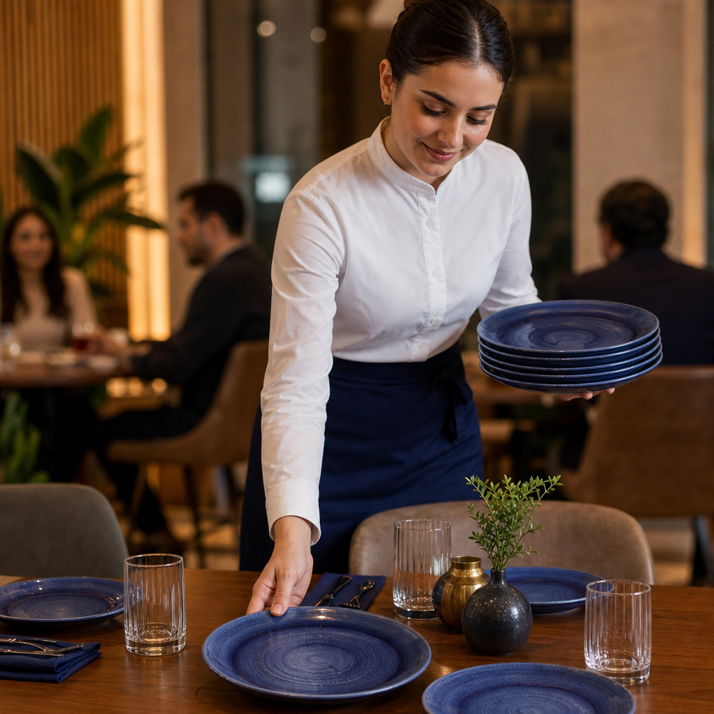 Cobalt Coupe Plates Blue Vitrified Ceramic for Restaurants (Pack of 12)