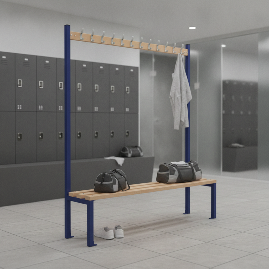 Powder Coated Steel Single-sided Island Seating for Changing Rooms