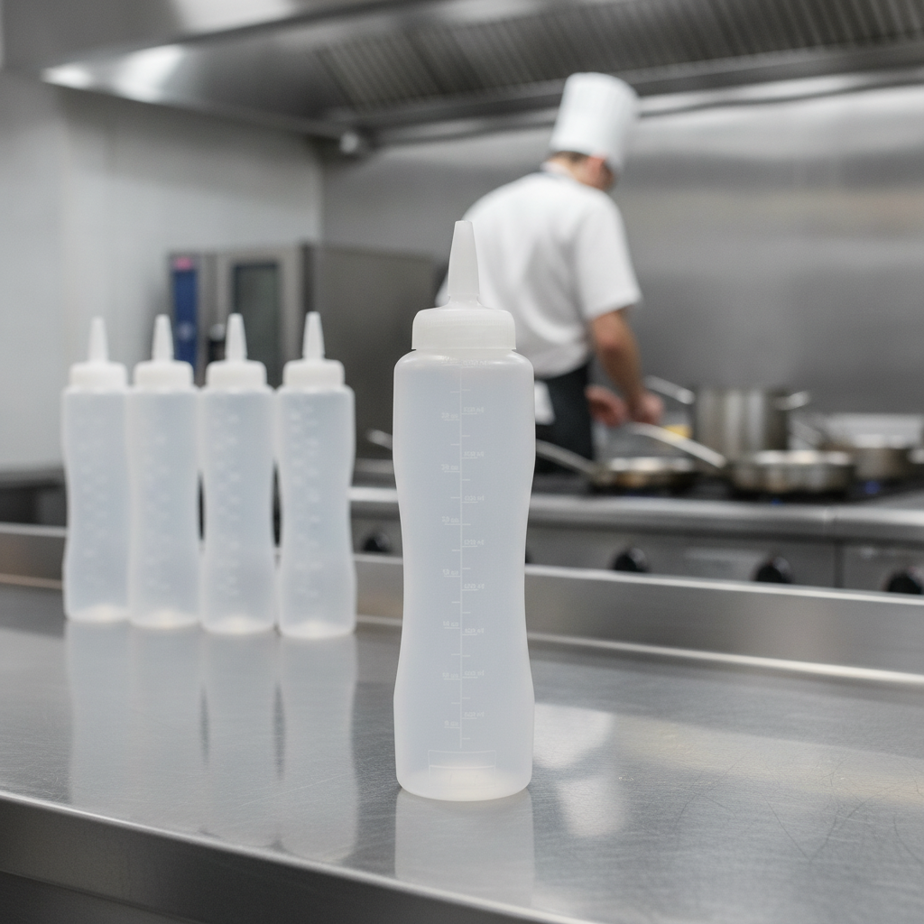Polyethylene Clear Sauce Bottle 1L for Food Presentation