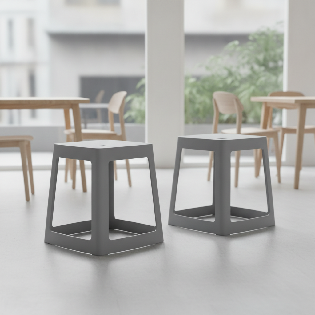 Polypropylene High Stools in Grey 445x400mm for Indoor & Outdoor Use (Pack of 2)