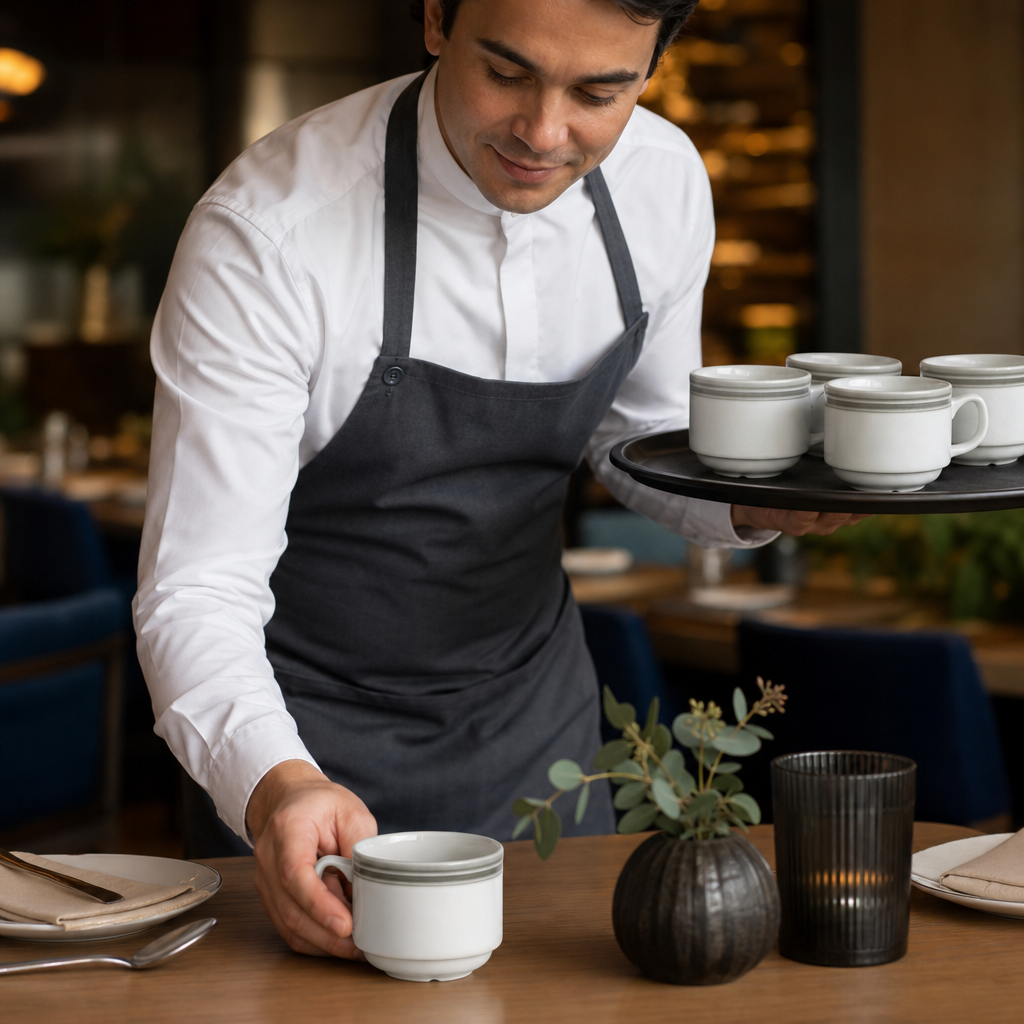 Stacking Cups 200ml China for Dining Experiences (Pack of 12)