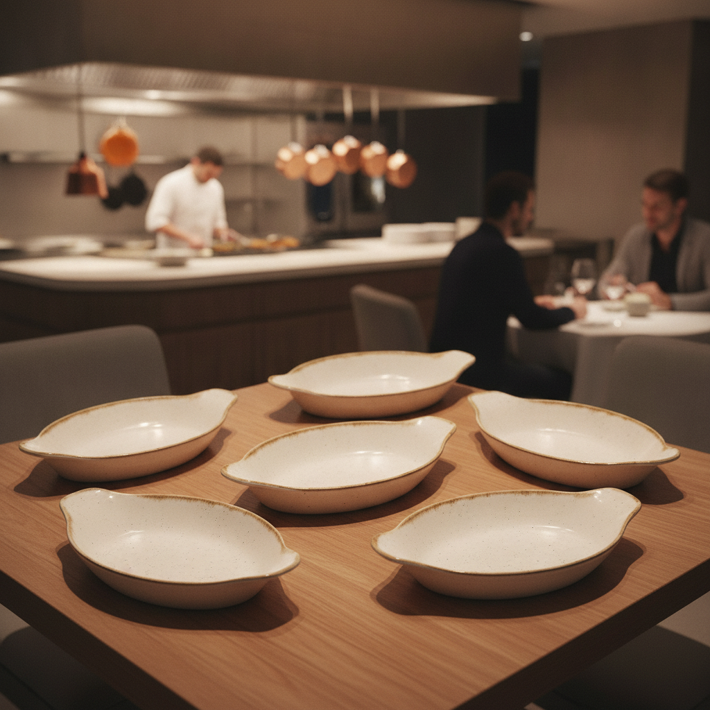 Super Vitrified Ceramic Oval Eared Dishes 232mm for Sharing (Pack of 6)