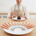 18/0 Stainless Steel Cake Forks with Orange Handles for Canteens (Pack of 12)