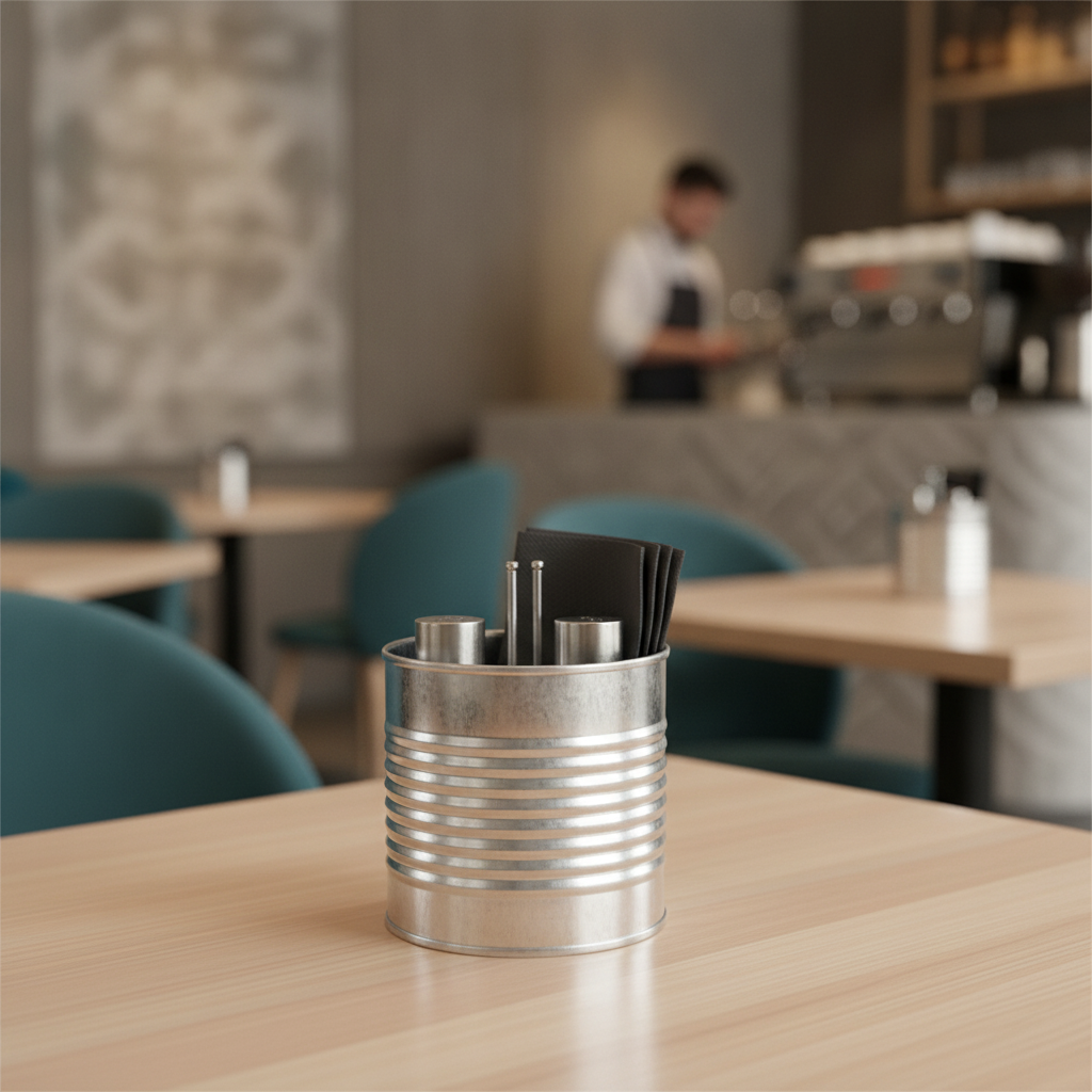 Galvanised Steel Table Tidy 660ml for Cafes & Restaurants