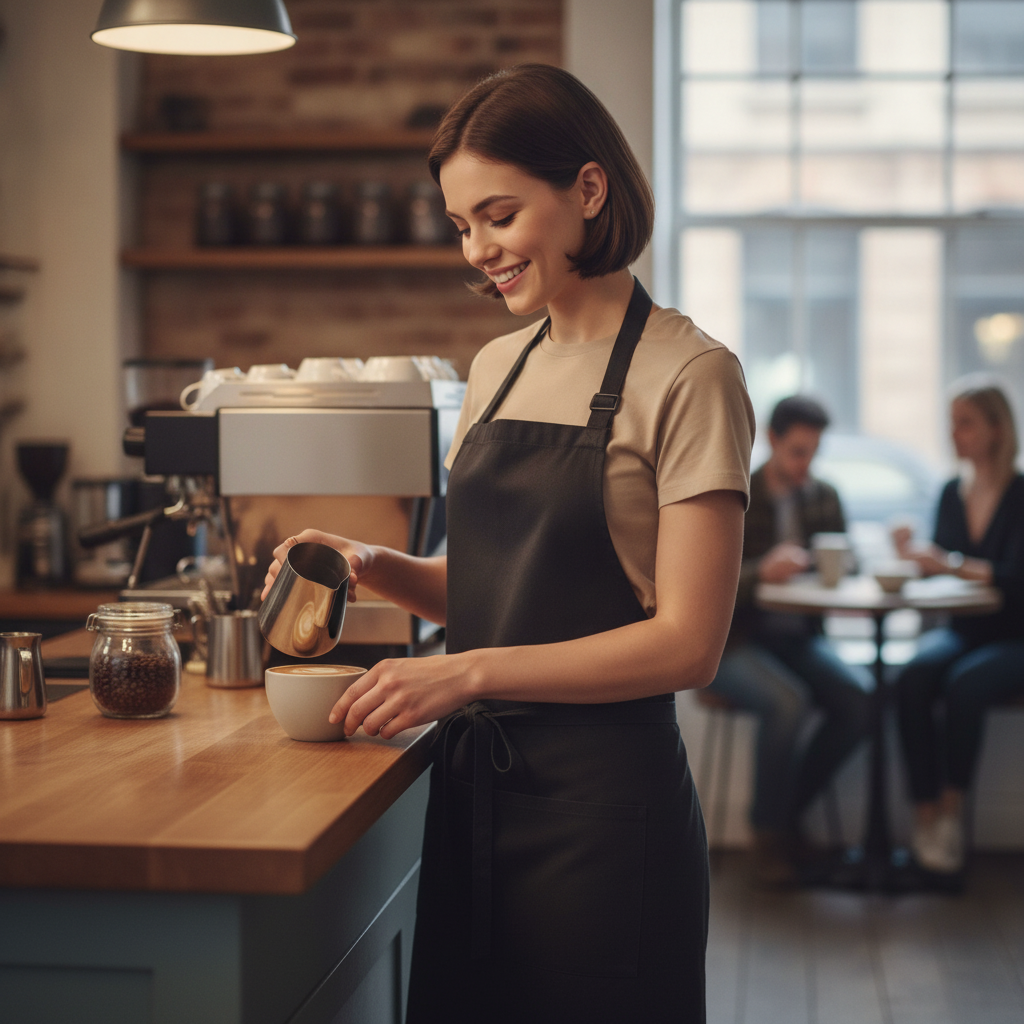 Cotton Canvas Bistro Apron Black for Artisan Cafés