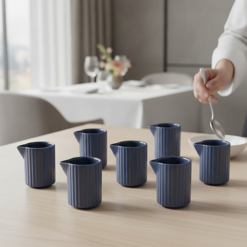 Porcelain Jug 40ml in Blue for Table Service (Pack of 6)