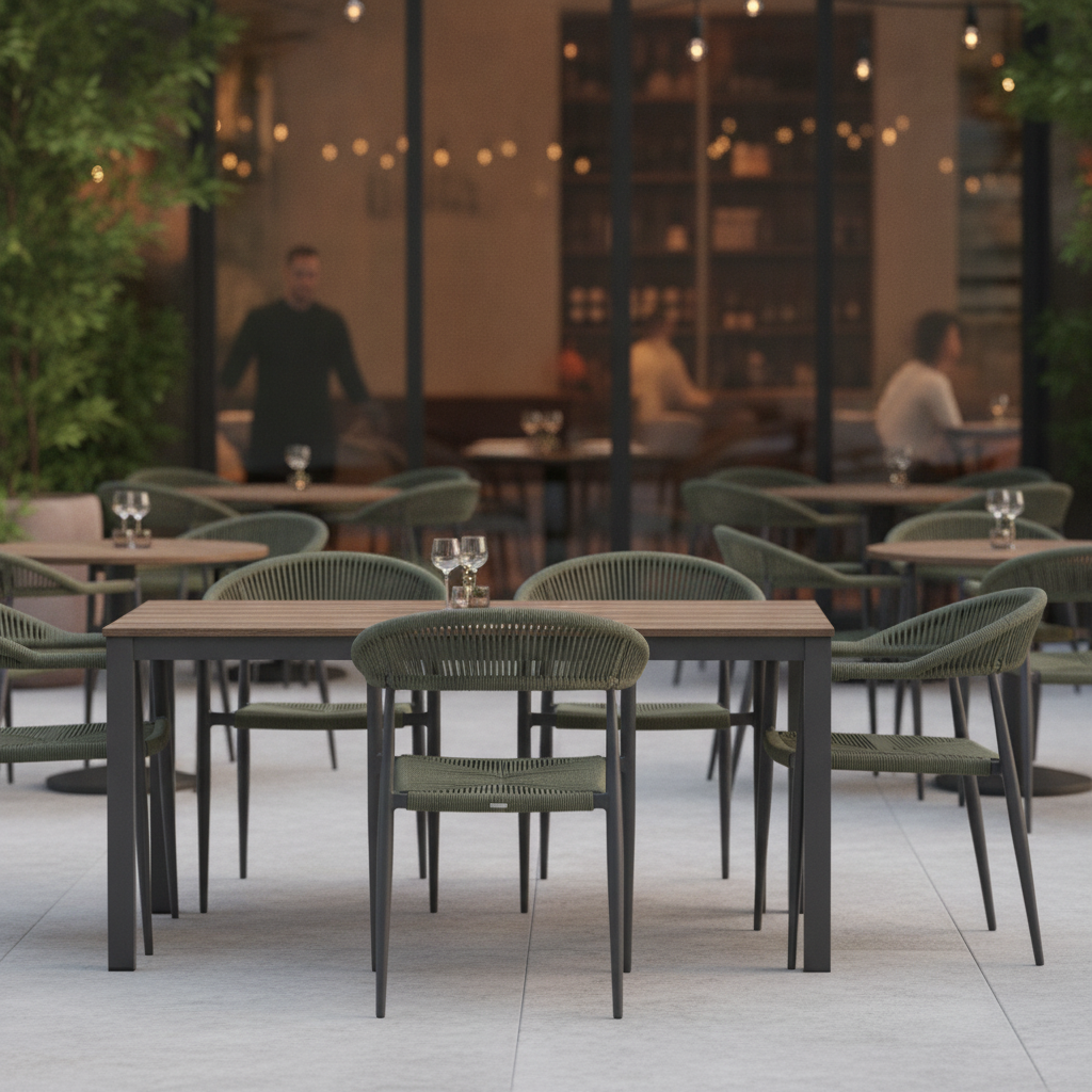 Rattan Outdoor Arm Chair with Aluminium Frame 768mm for Restaurants (Pack of 4)