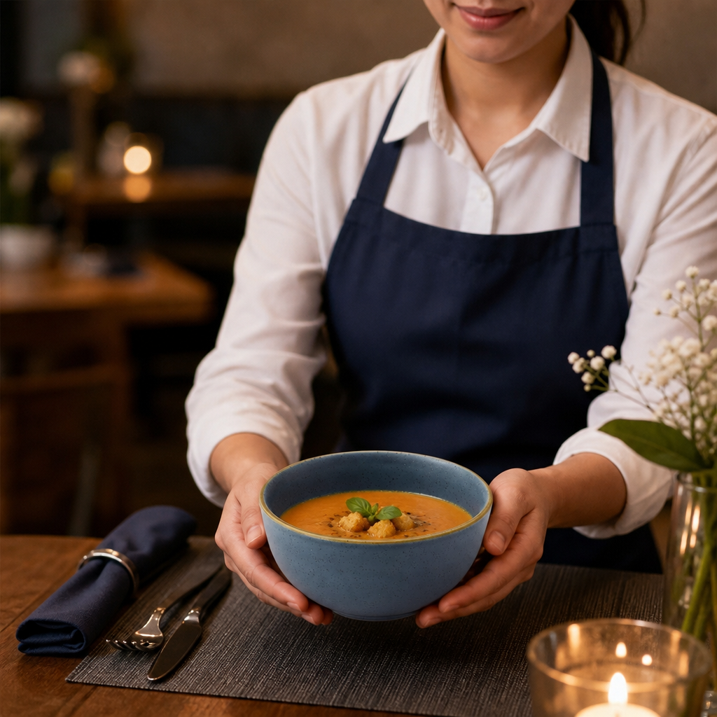 Soup Bowls 470ml Blue Vitrified Ceramic for Hospitality (Pack of 12)