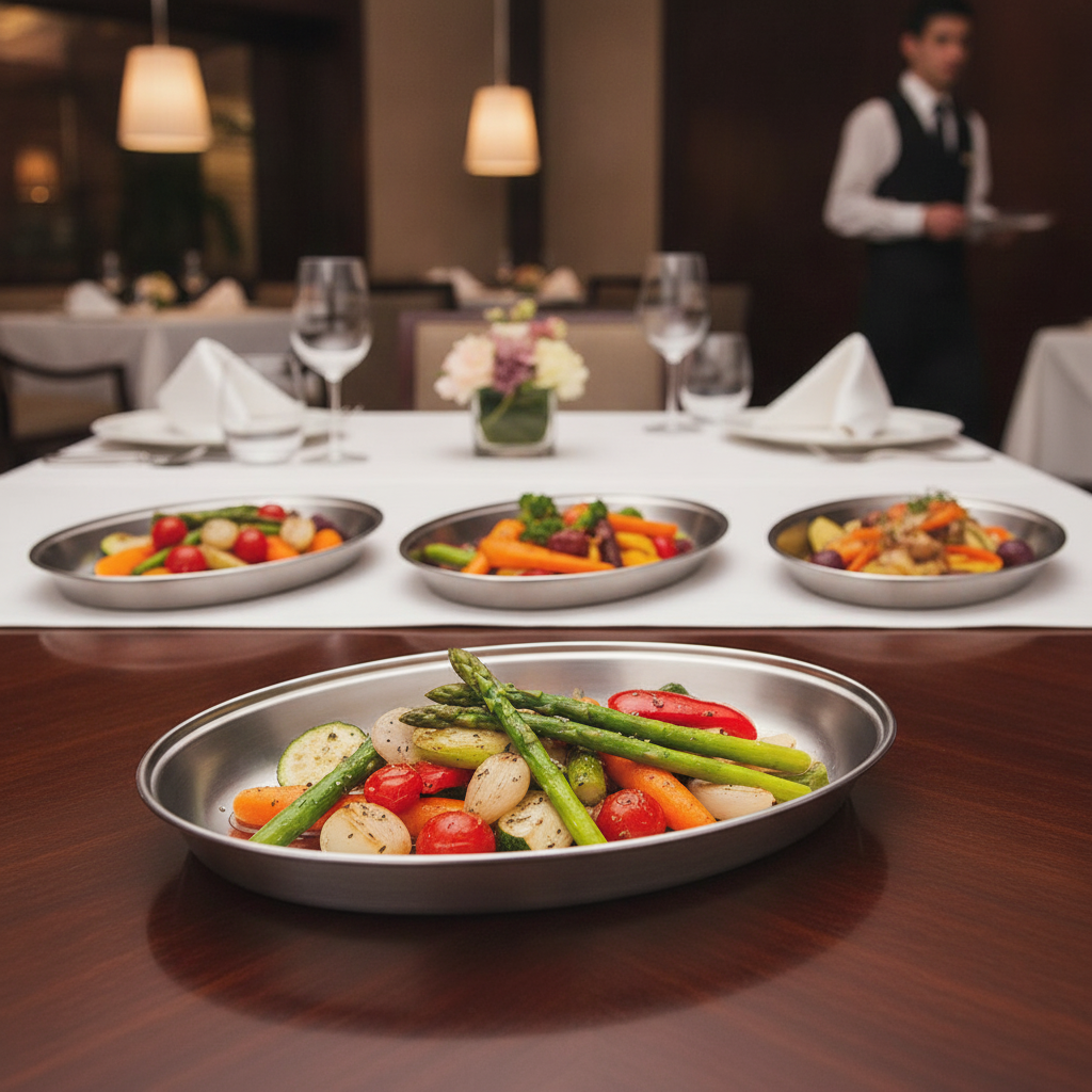 Stainless Steel Oval Vegetable Dish 300mm for Dining Settings